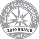 GuideStar 2019 Silver Seal of Transparency with a grey starblast in the center